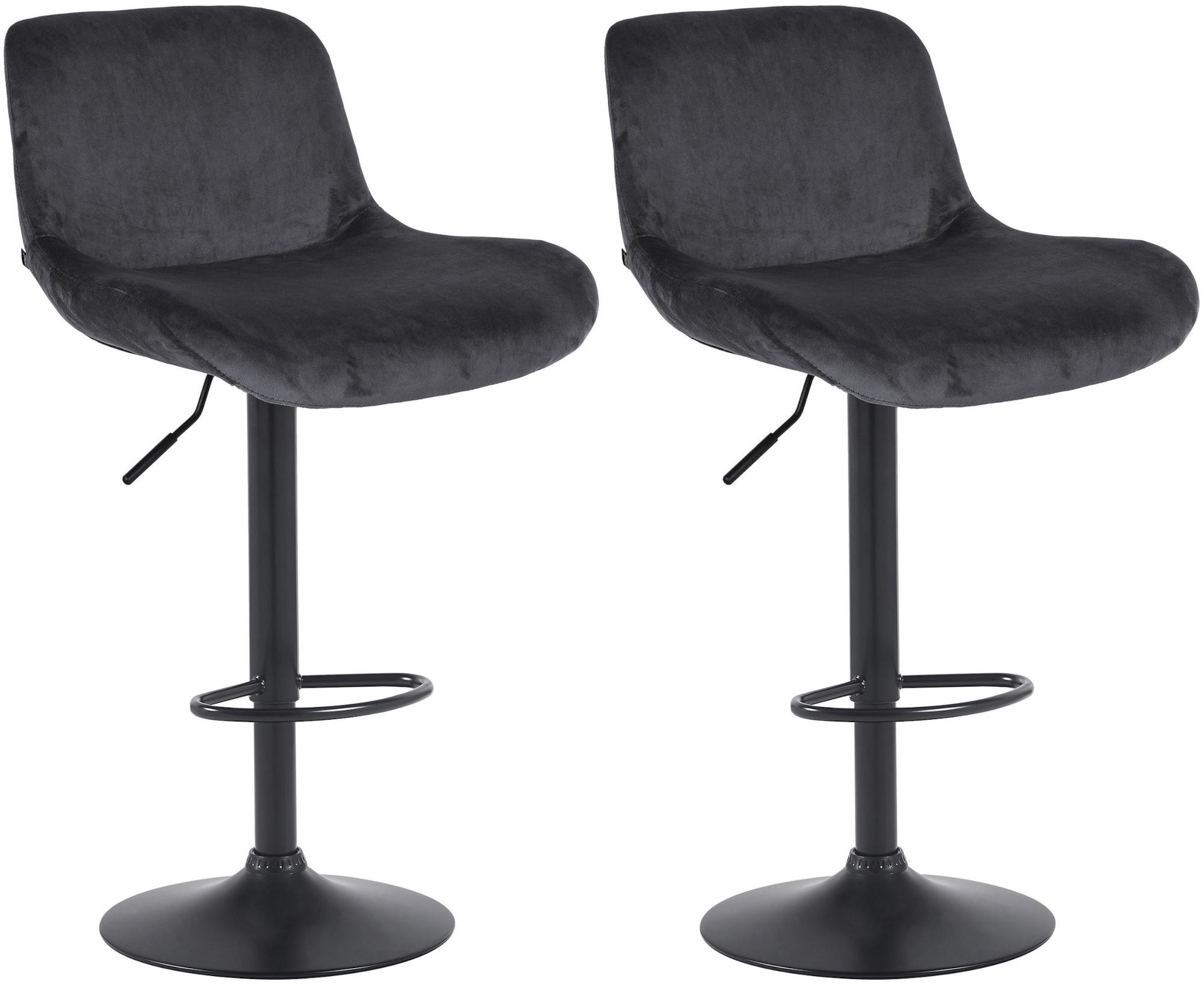 BARHOCKER 2er Set Samt Schwarz - Schwarz, Textil/Metall (50/85/50cm) - CLP