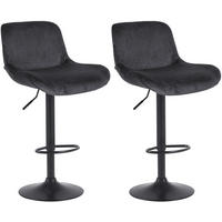 BARHOCKER 2er Set Samt Schwarz - Schwarz, Textil/Metall (50/85/50cm) - CLP