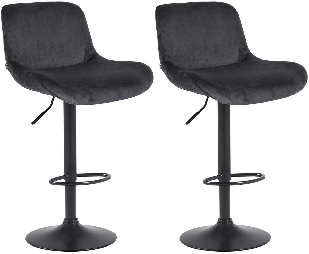 BARHOCKER 2er Set Samt Schwarz - Schwarz, Textil/Metall (50/85/50cm) - CLP