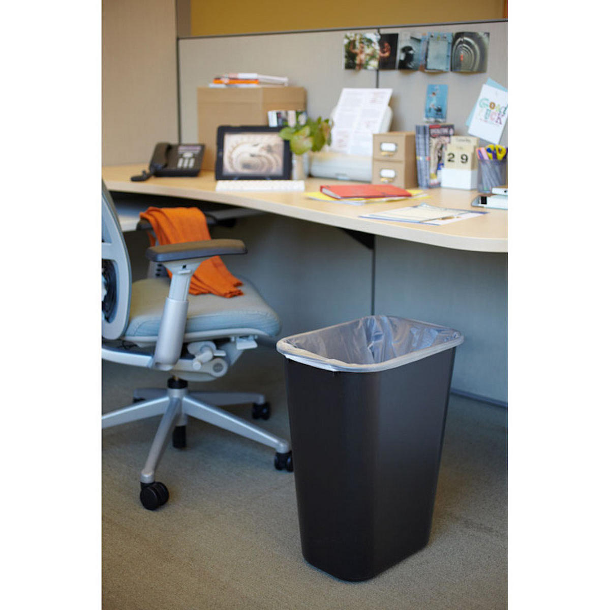 MÜLLEIMER Rechteckiger 39 Liter 50,5x27,9x38,7 cm Polyethylen Schwarz - Schwarz, Metall (27.9/50.5/38.7cm) - PROREGAL