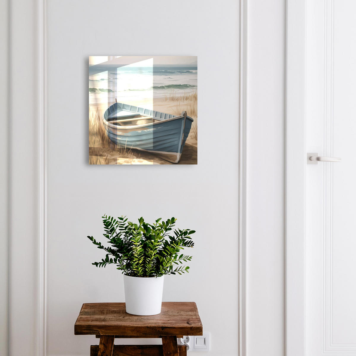 SCHLÜSSELBOX Schwarz 30x30 cm- Türöffnung nach rechts - Strandboot - Blau, Metall (30/30/5cm) - TULUP