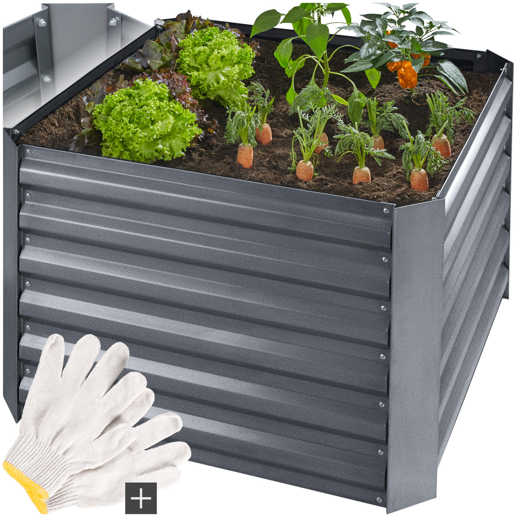 HOCHBEET Artemisia,80 x 80 x 57 cm,grau - Grau, Metall (80/57/80cm) - tectake