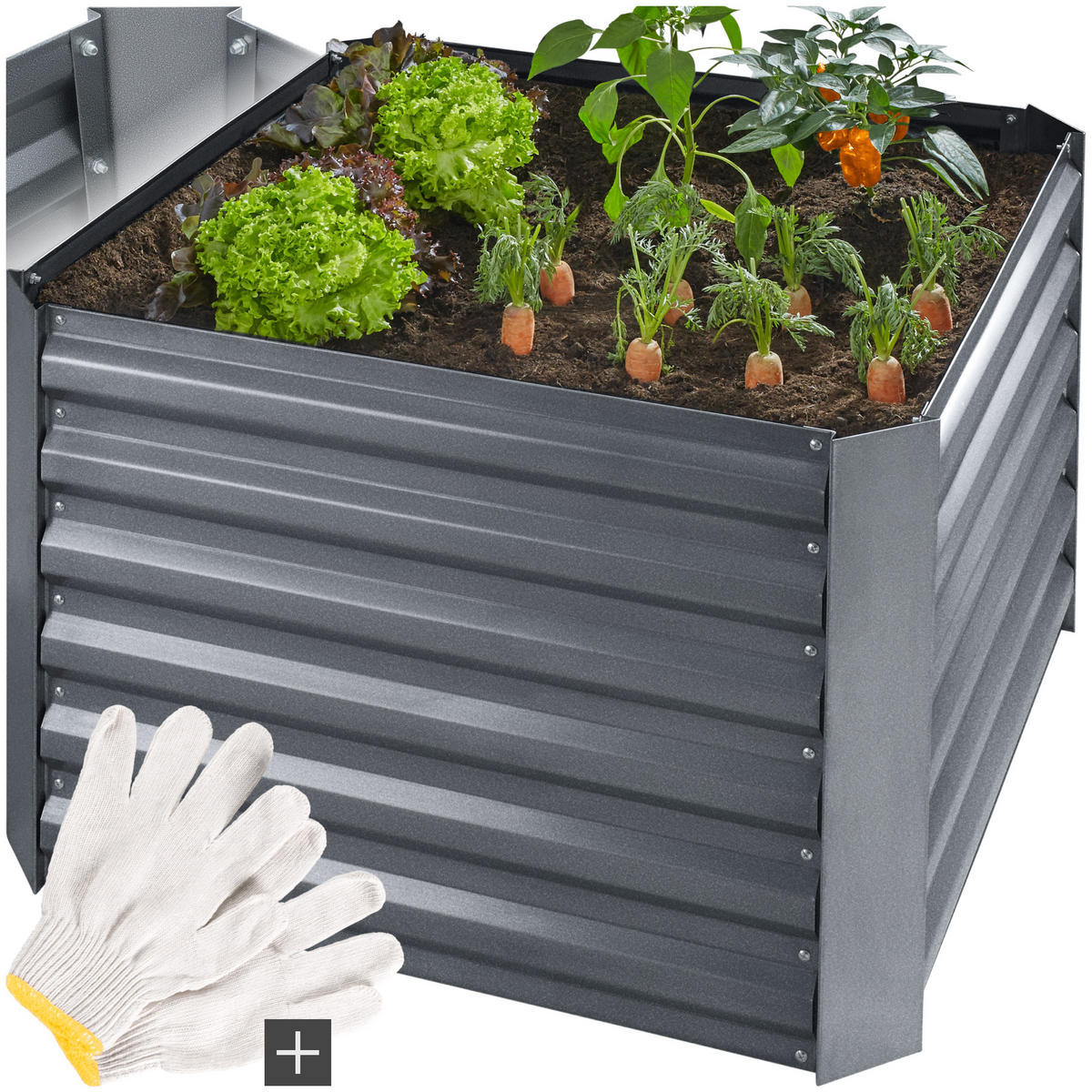 HOCHBEET Artemisia,80 x 80 x 57 cm,grau - Grau, Metall (80/57/80cm) - tectake
