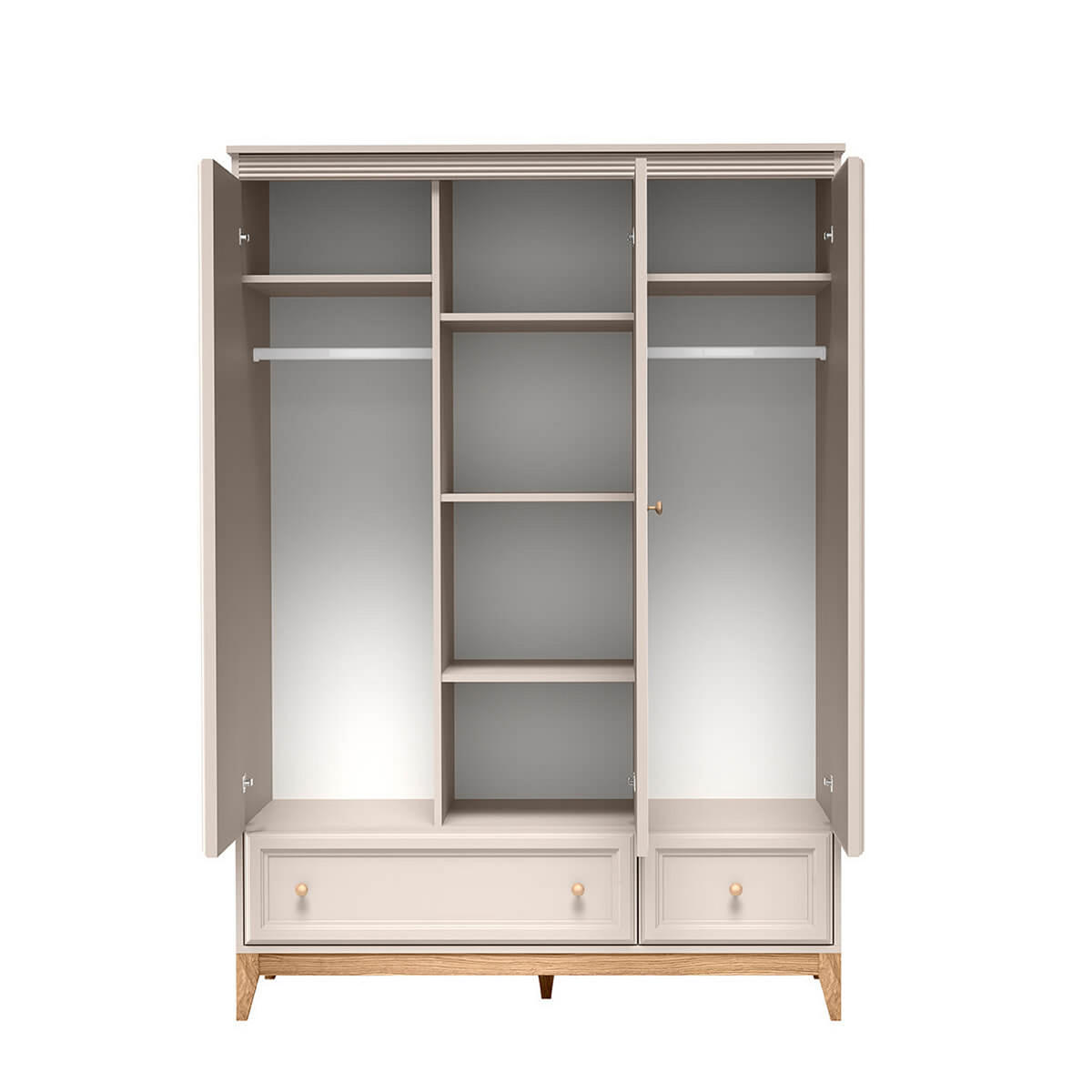 KLEIDERSCHRANK Windsor W-15 135,5 x 193 x 54,5 cm Kaschmir - Kaschmir/Eichefarben, Eichenholz/Holzwerkstoff (135.5/193/54.5cm) - Koseto