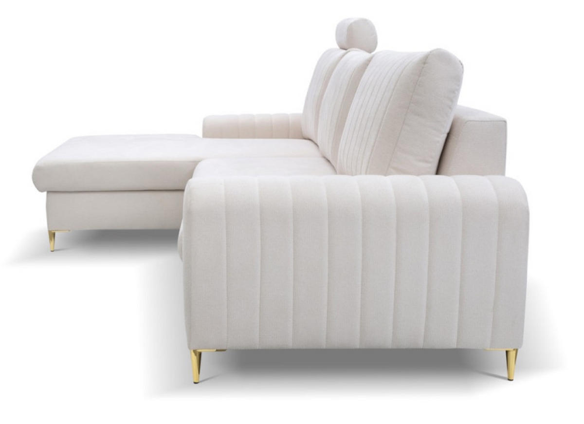 ECKSOFA Creme Mango Mit Schlaffunktion Links - Beige, Naturmaterialen/Textil (251/164cm) - Sepro Meble