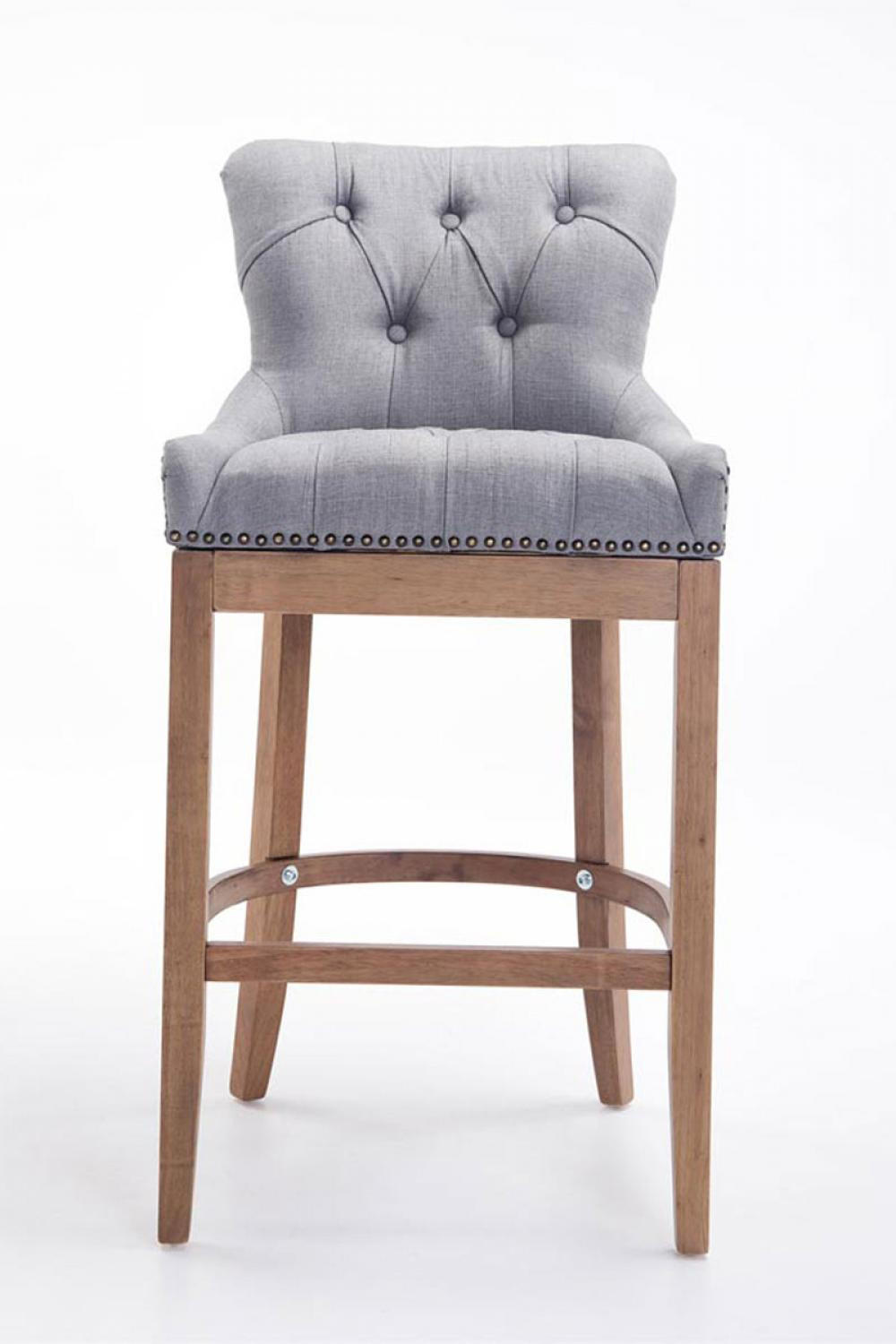 BARHOCKER 2er Set Stoff hellgrau - Hellgrau/Naturfarben, Holz/Textil (55/109/57cm) - CLP