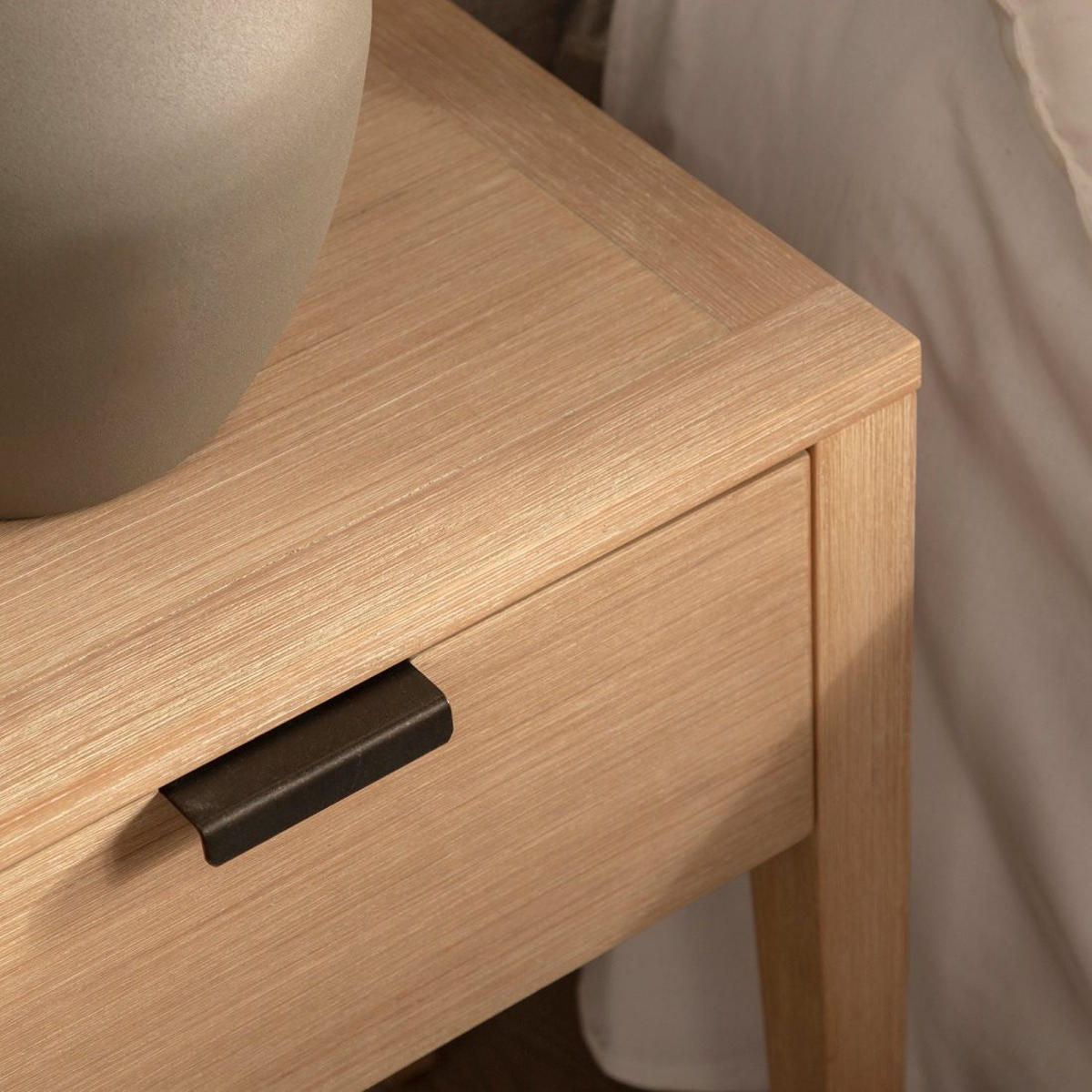 NACHTTISCH MIT 1 SCHUBLADE Aima Natürlich 45 cm x 60 cm - Naturfarben, Holzwerkstoff (45/60/35cm) - Klast Home