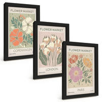 BILDER SET 3er Set - 20x30 cm Schwarzer Rahmen - Blumenposter Kopenhagen London Paris - Schwarz, Kunststoff (20/30cm) - TULUP