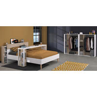 JUGENDZIMMER weiß, Eiche, Komplett-Set 5-teilig mit vielen Fächern - Eichefarben/Weiß, Holzwerkstoff (95/123/206cm) - Parisot Meuble