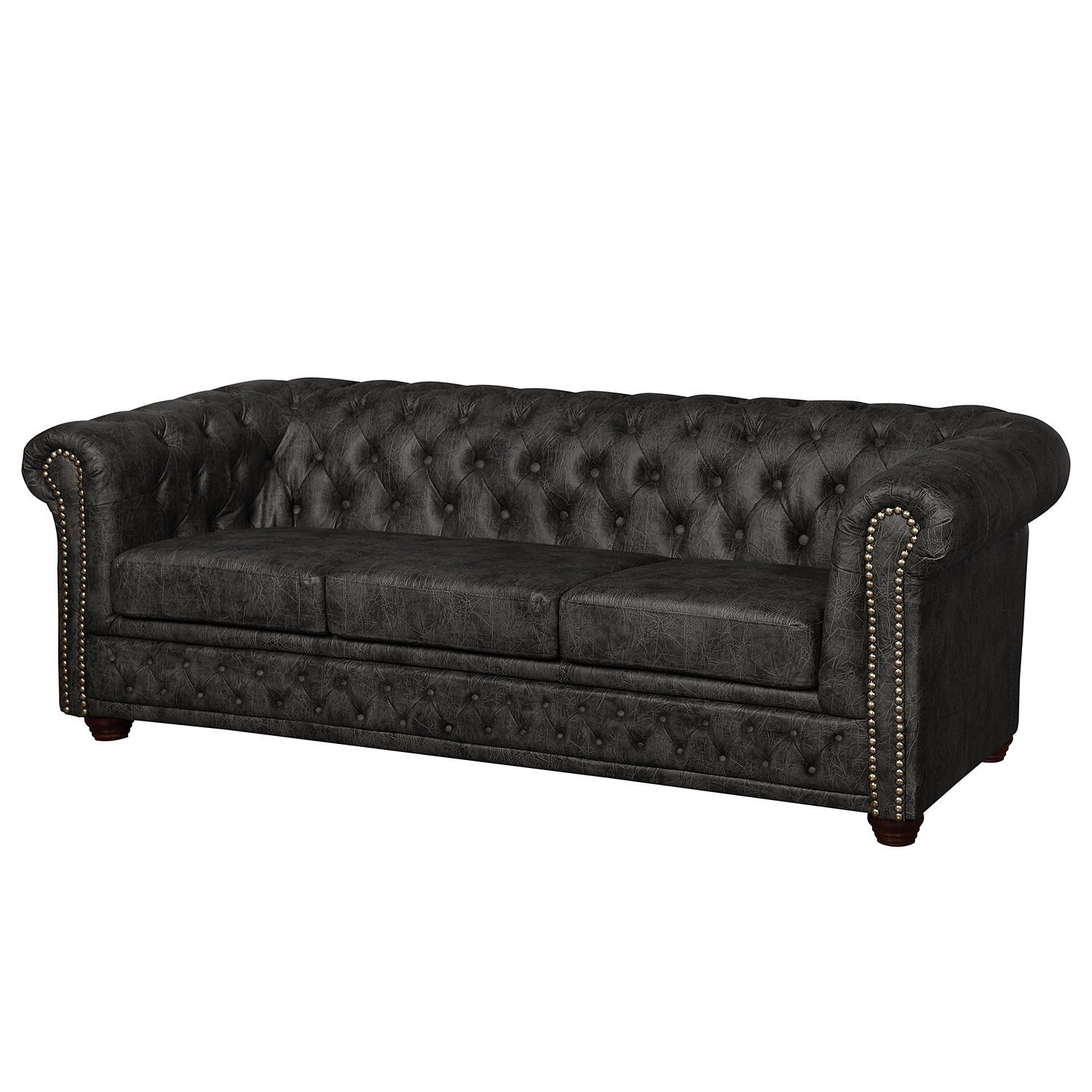 3-SITZER SOFA - Schwarz, Kunststoff (203/72/86cm) - home24