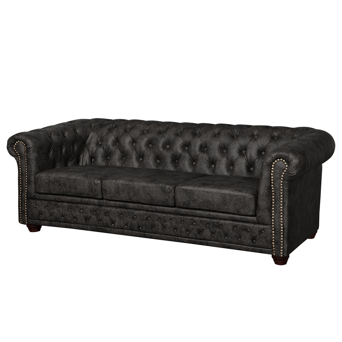 3-SITZER SOFA - Schwarz, Kunststoff (203/72/86cm) - home24