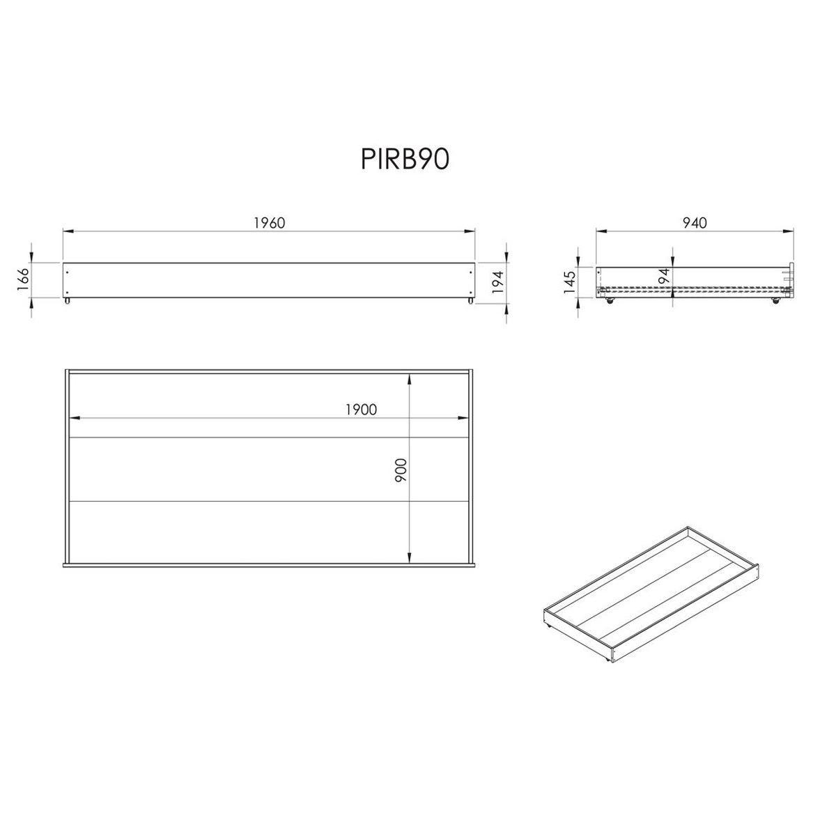 EINZELBETT 90x200 Kiefer weiß robust stabil mit Bettschublade - Weiß, Holz (90/200cm) - 58aufmkessel
