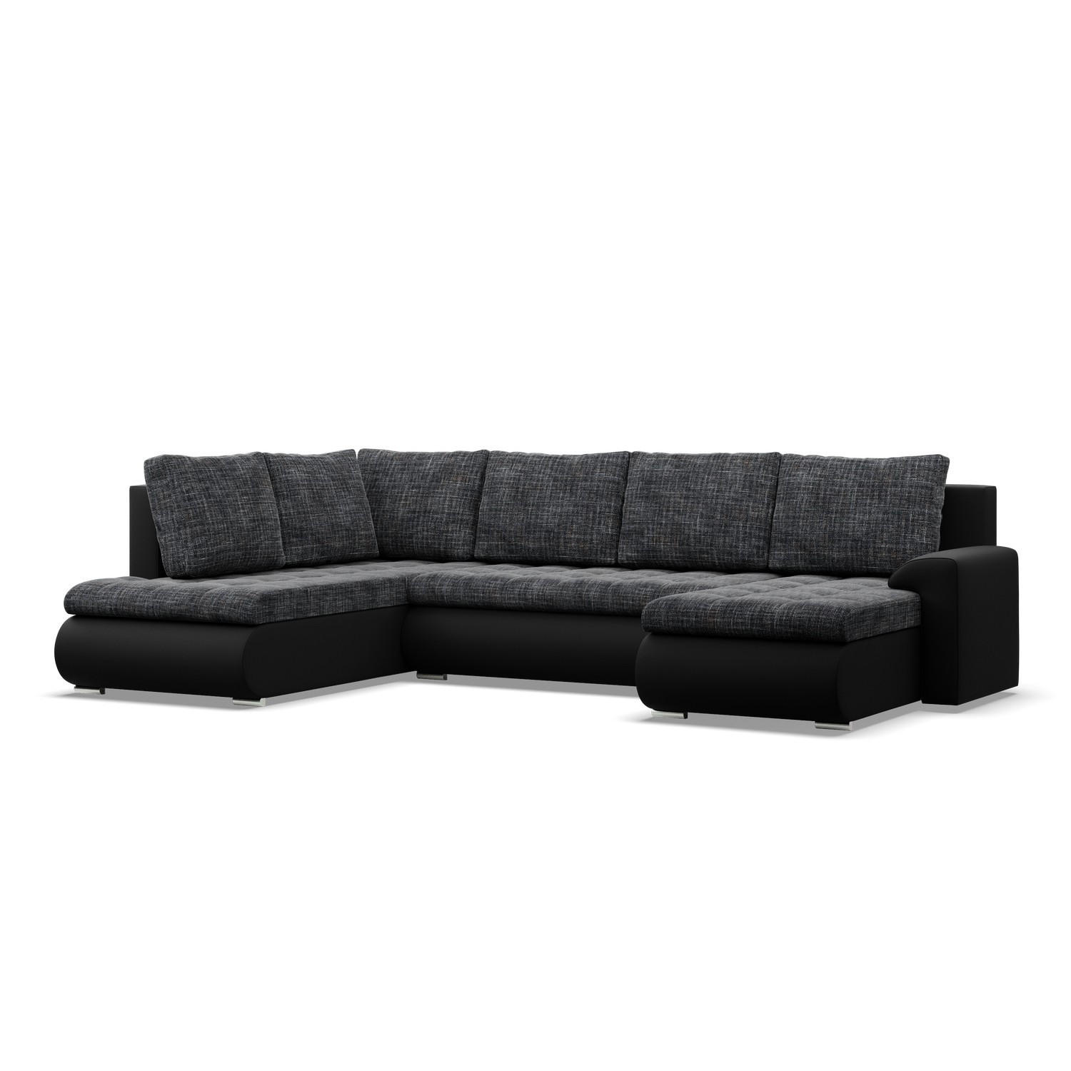 XXXLutz U-Sofa Schwarz, Schwarz 300x89x200 cm
