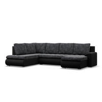 U-SOFA MIT SCHLAFFUNKTION FORESTA, Schwarz + Schwarz - Schwarz, Textil (300/89/200cm)