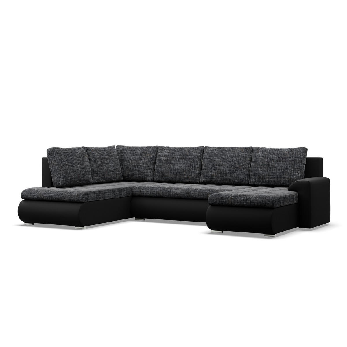 U-SOFA MIT SCHLAFFUNKTION FORESTA, Schwarz + Schwarz - Schwarz, Textil (300/89/200cm)