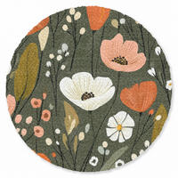 ROHOŽKA Květiny - ilustrace - zelená 90x90 cm - tmavě zelená, textil/umělá hmota (90/0.4cm) - MuchoWow