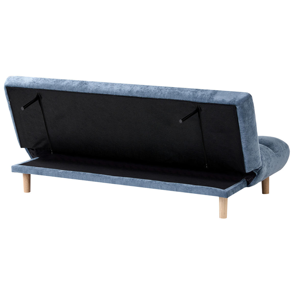 SCHLAFSOFA 2-Sitzer Chenillegewebe Blau Risor - Blau/Braun, Textil (190/83/90cm) - Beliani