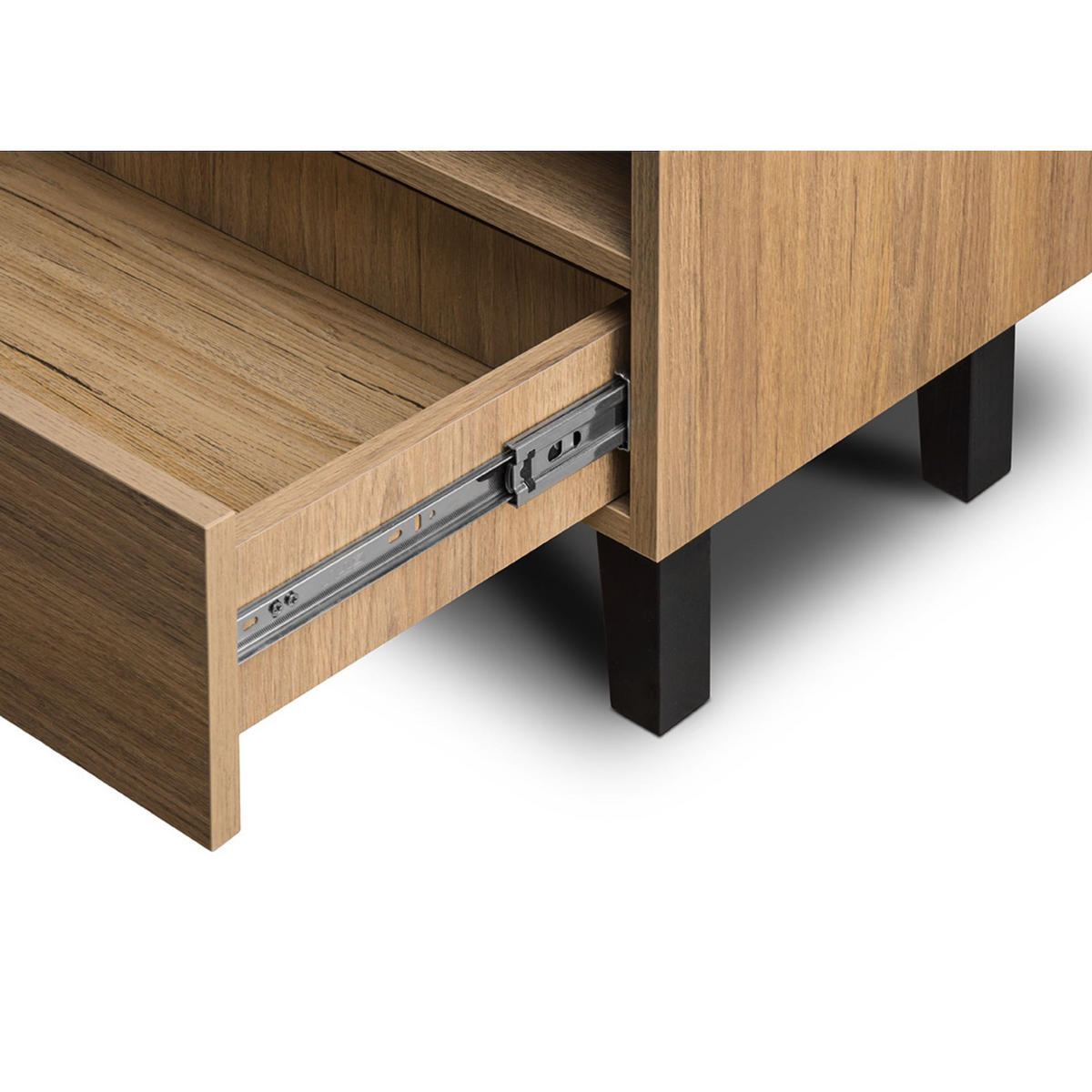 LOWBOARD FRISK TV-Schränke mit Schublade und Türe, beige - Eichefarben/Beige, Eichenholz/Holzwerkstoff (126/49/46cm) - KONSIMO®
