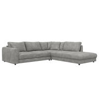 ECKSOFA mit Ottomane - Schwarz/Grau, Textil (267/254cm) - home24