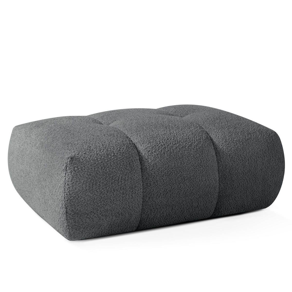 POUF LIRA, Dunkelgrau, Bouclé - Dunkelgrau, Holz/Holzwerkstoff (96/43/50cm) - KONSIMO®