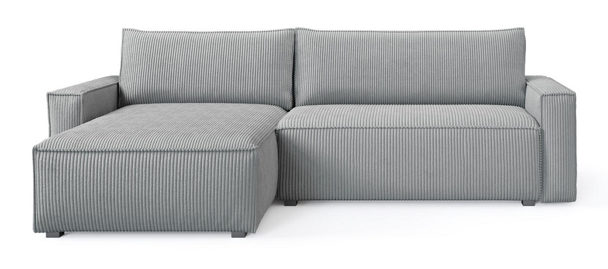 ROHOVÁ SEDAČKA BESMIR světle šedá - šedá/světle šedá, dřevo/textil (275/148cm) - MASSENO