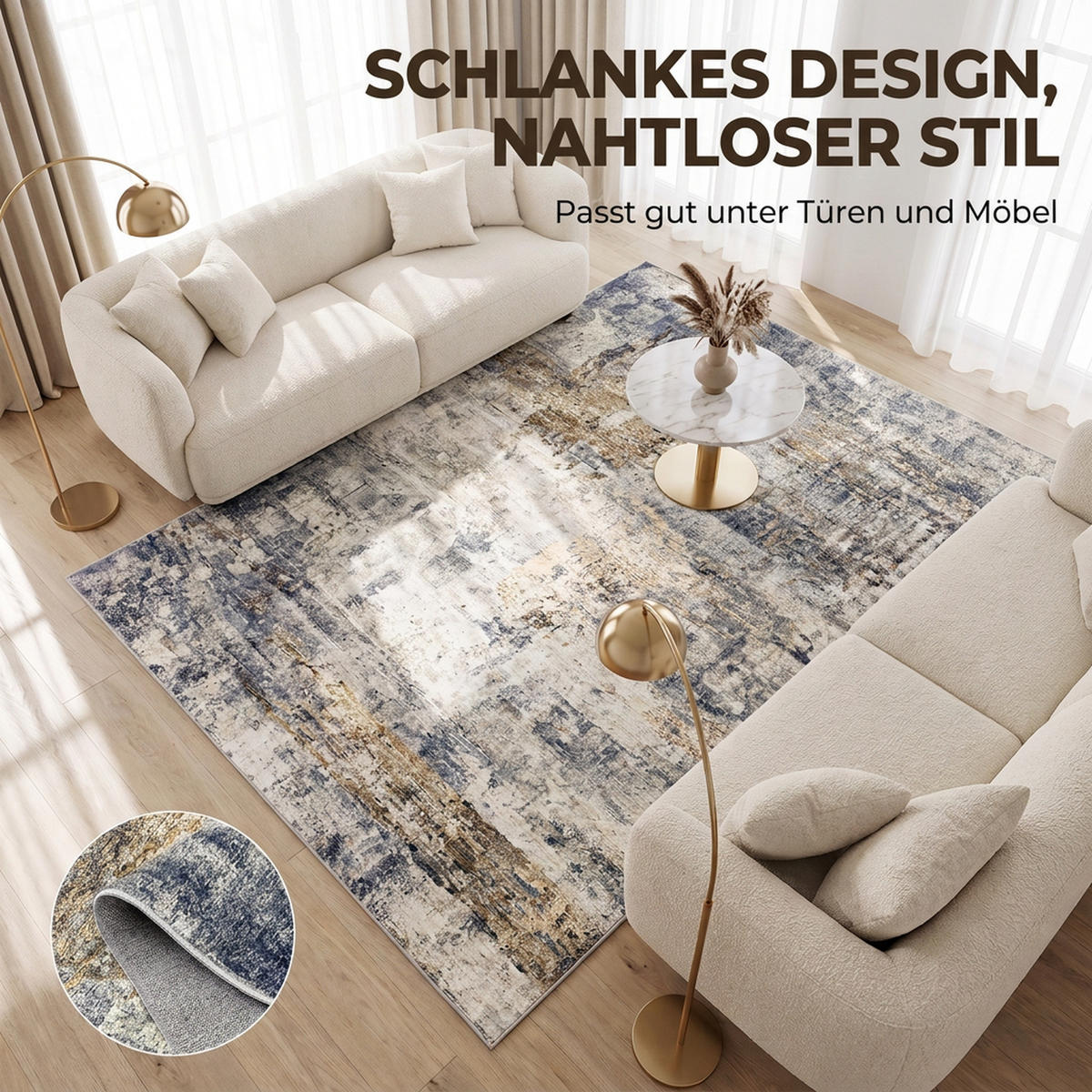 TEPPICH Polyester Grau - Grau, Textil (200/300cm) - HOMCOM
