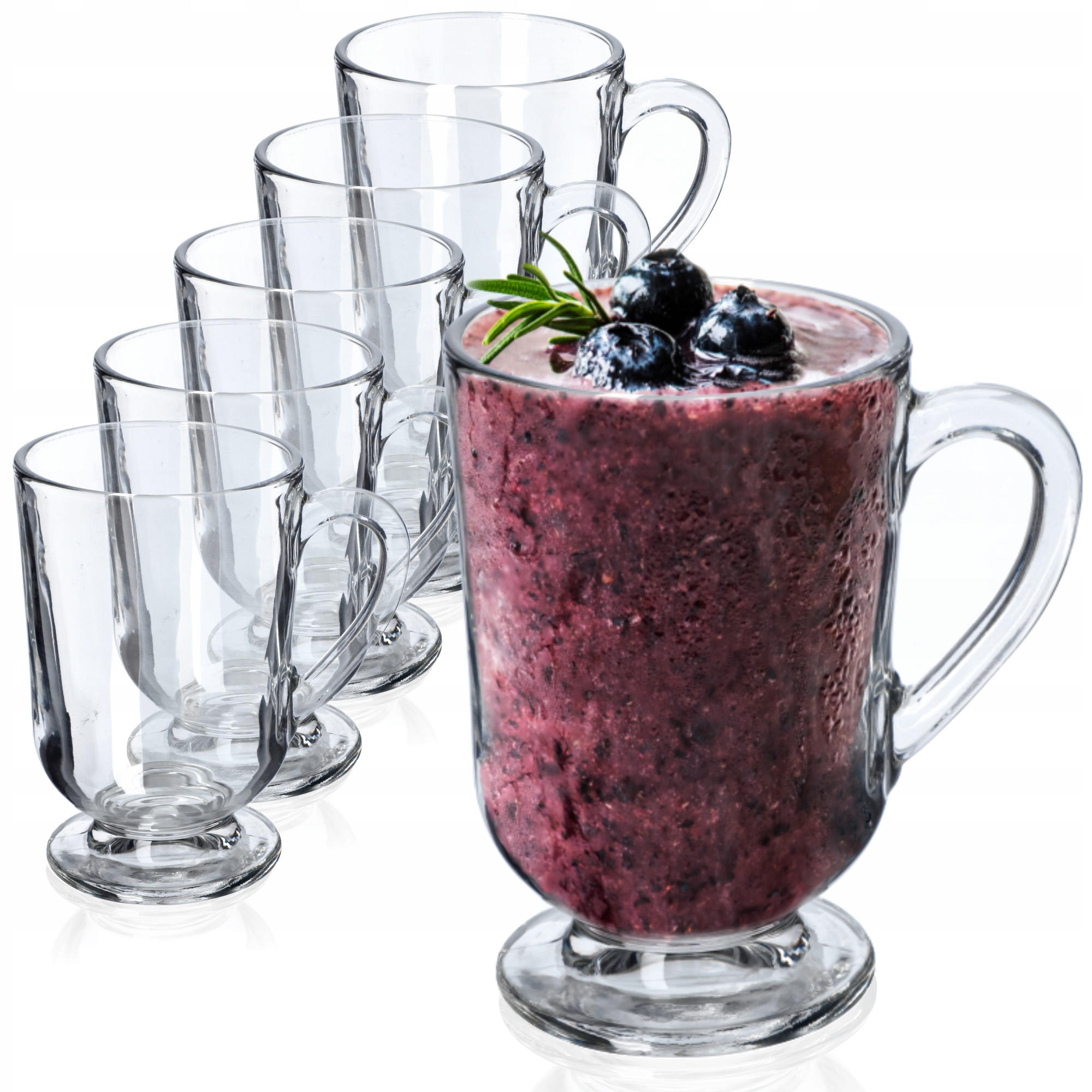 KADAX 6x Kaffee-Latte-Teegläser 300 ml Glasset mit Griff - Transparent, Glas (0.3L) - KADAX