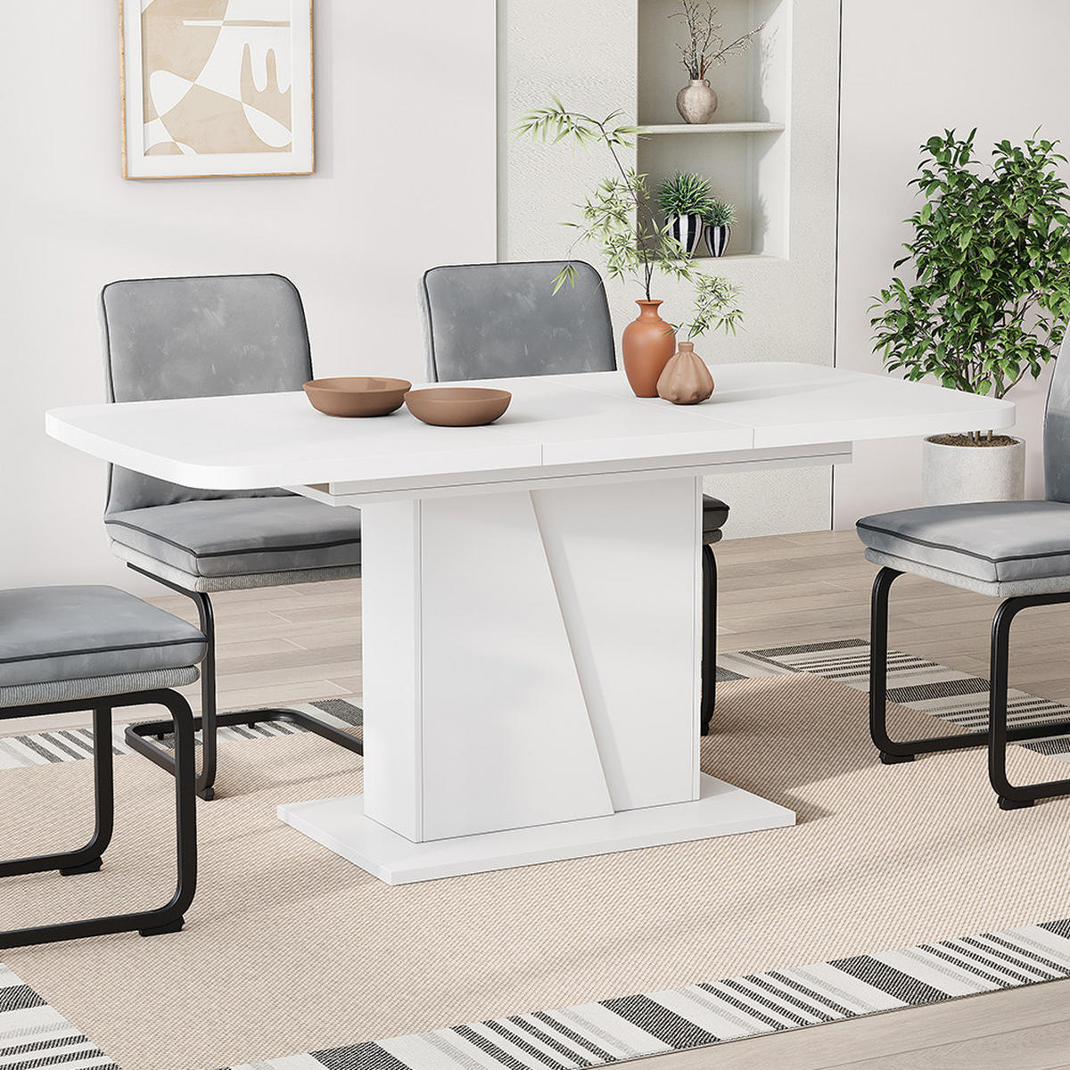 ESSTISCH Fenaro Weiß 120 x 80 cm ausziehbar - Weiß, Holzwerkstoff (80/120/77.3cm) - Vicco