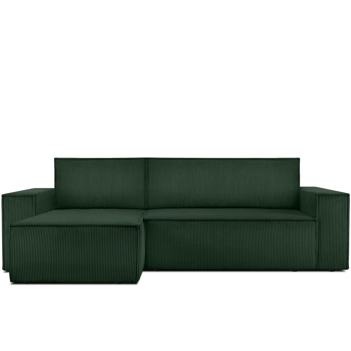 ECKSCHLAFSOFA NAPI Universal Links Rechts mit Bettkasten, Cord-Stoff, dunkelgrün - Dunkelgrün/Schwarz, Textil (262/148cm) - KONSIMO®