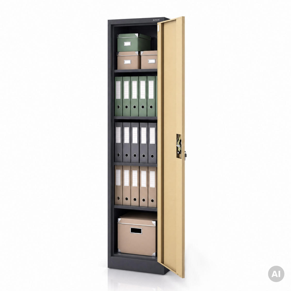 AKTENSCHRANK ALEX - Anthrazit/Braun, Metall (45/185/40cm) - Jan Nowak