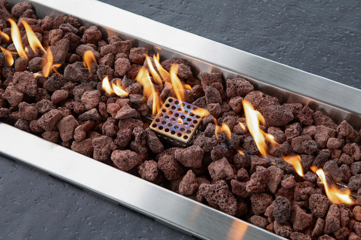 FEUERTISCH HAMPTON Gasfeuerstelle aus GF-Beton 142/35/35 cm - Dunkelgrau, Naturmaterialien (81/35/142cm) - Elementi