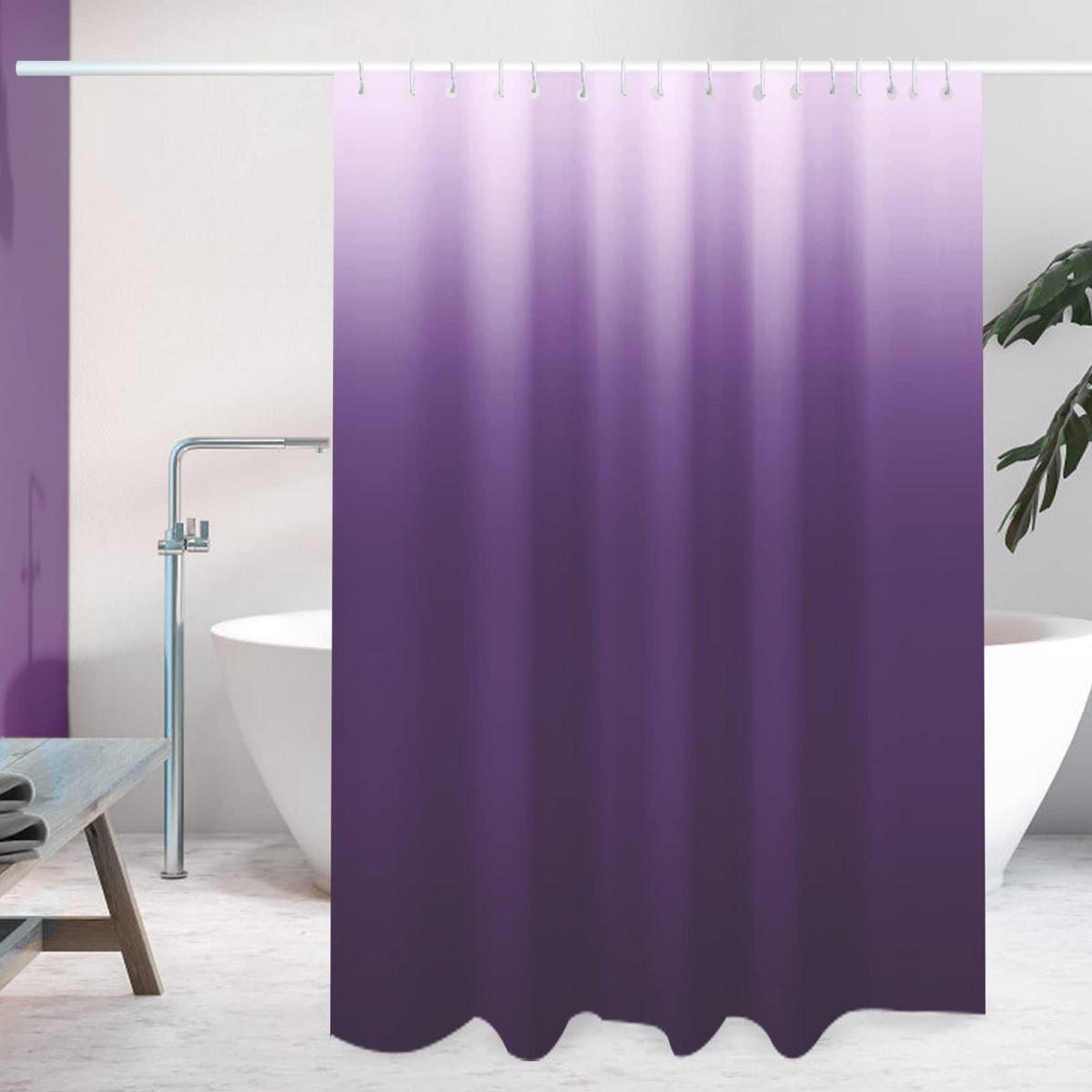 DUSCHVORHANG Violett dick mit Haken Badezimmer - Lila, Textil (180/180cm) - MCBOSON