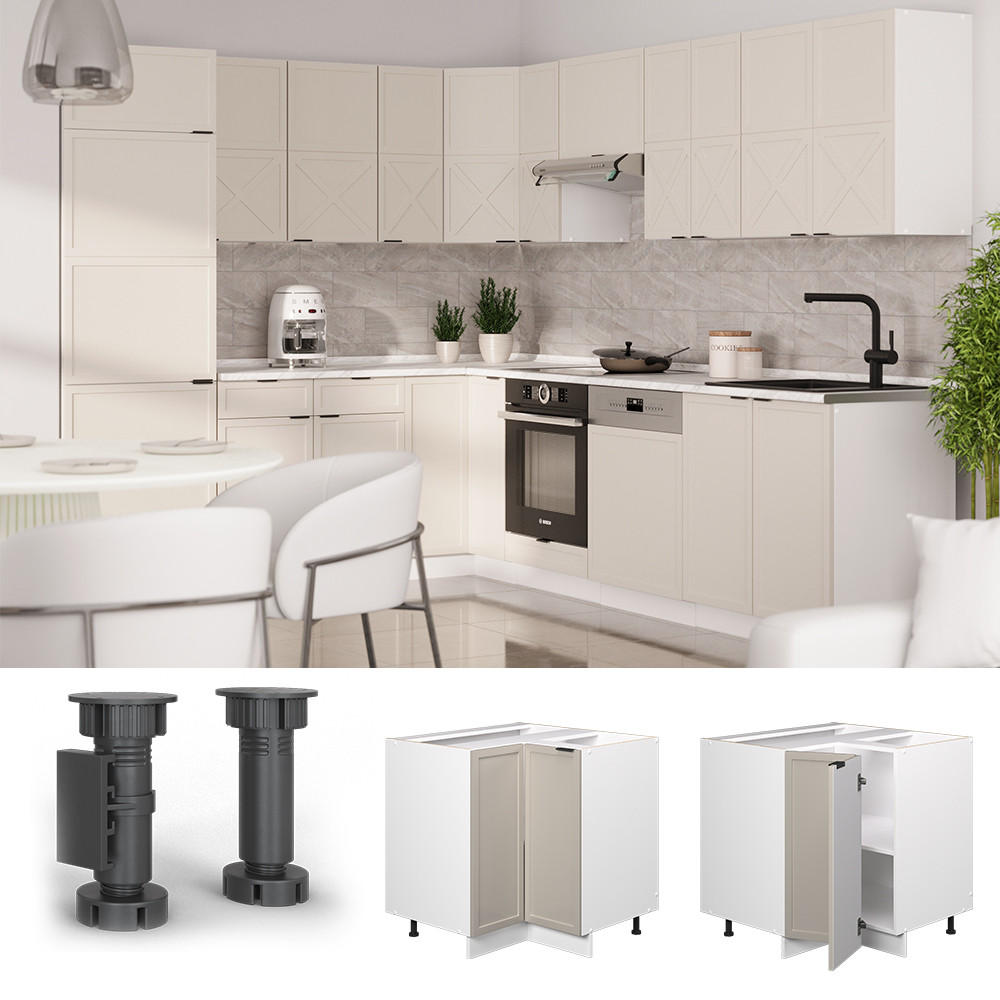 Vicco ECKUNTERSCHRANK Grau, Weiß 81cm × 60cm × 82cm