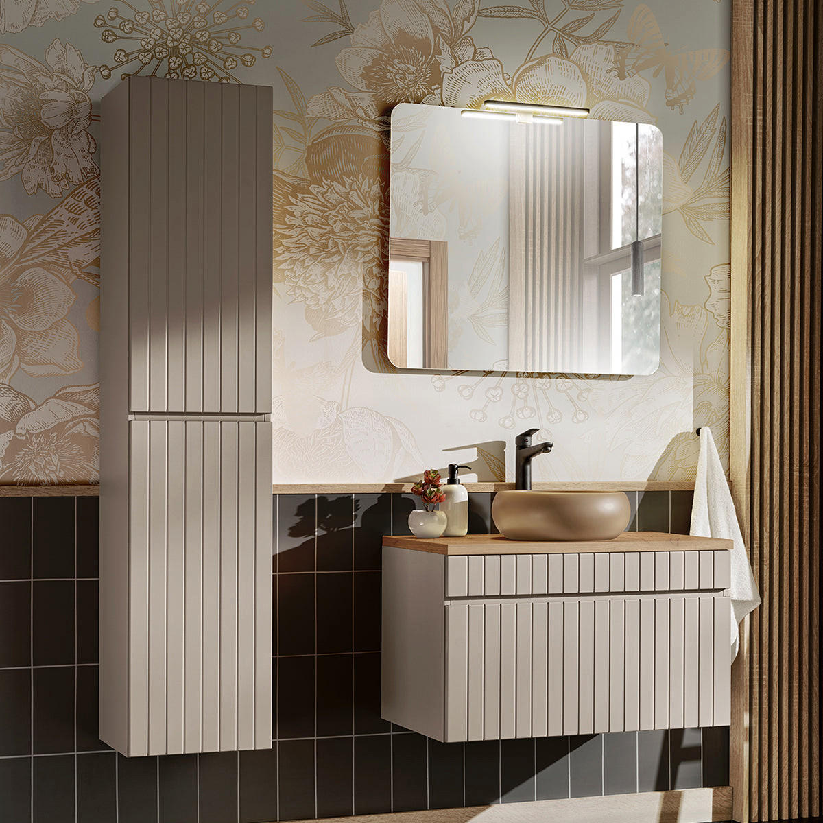 BADMÖBEL 80.4cm Zelie 2er-Set Kaschmir - Beige, Holzwerkstoff (80.4/48/46cm) - Petits-meubles