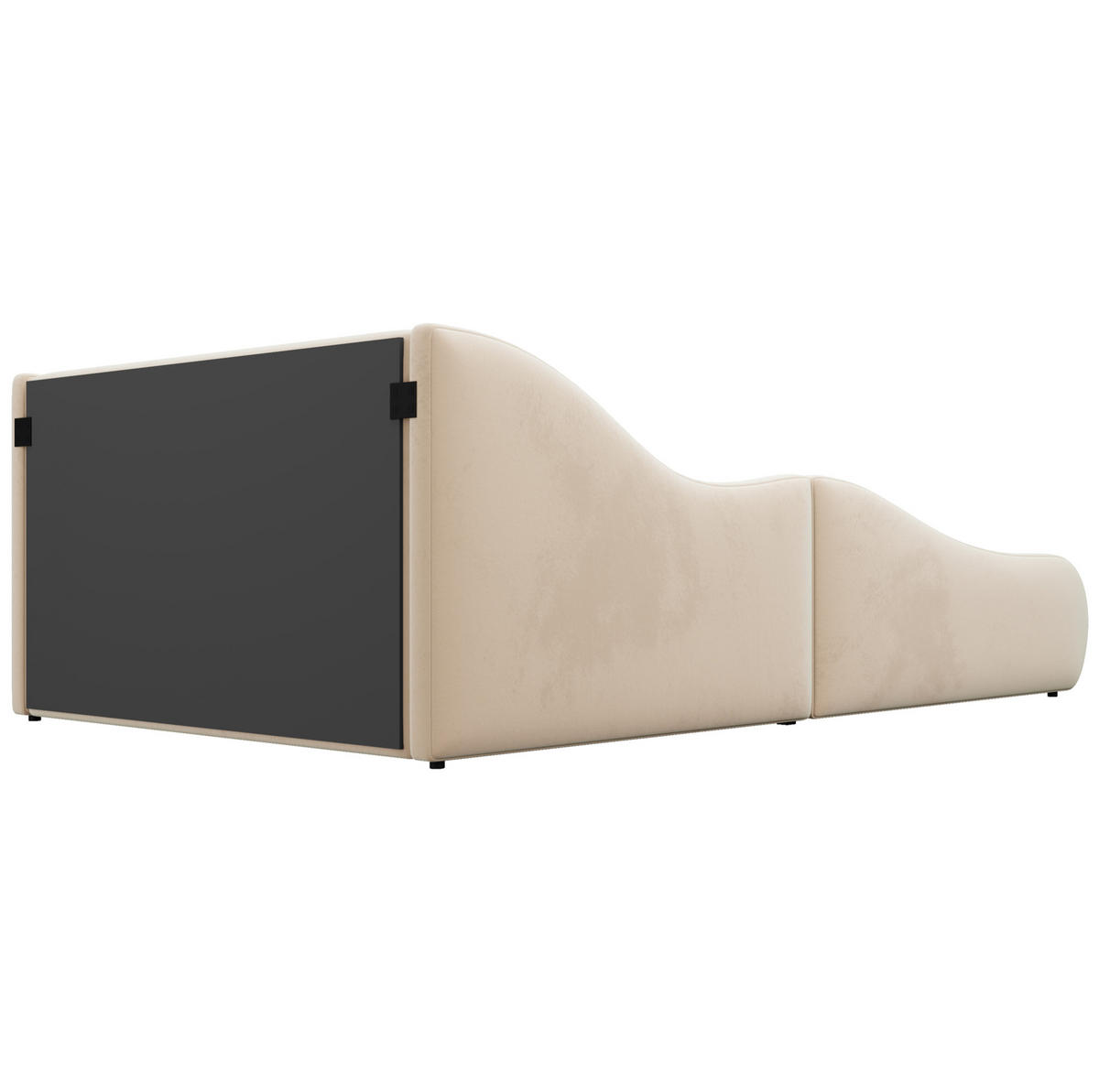 KINDERBETT mit Polsterung aus Samt 140x200 cm Beige mit hohem Kopfteil und Seitenschutzgittern - Beige, Textil (140/200cm) - Modfu