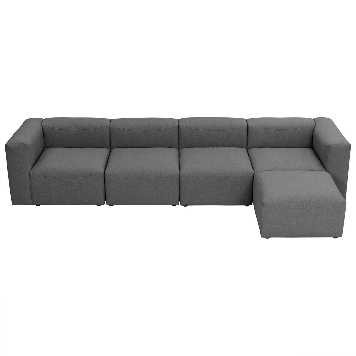ECKSOFA 4-Sitzer mit Hocker rechts Kattrina Flachgewebe anthrazit - Anthrazit, Kunststoff (175/350cm) - 58aufmkessel