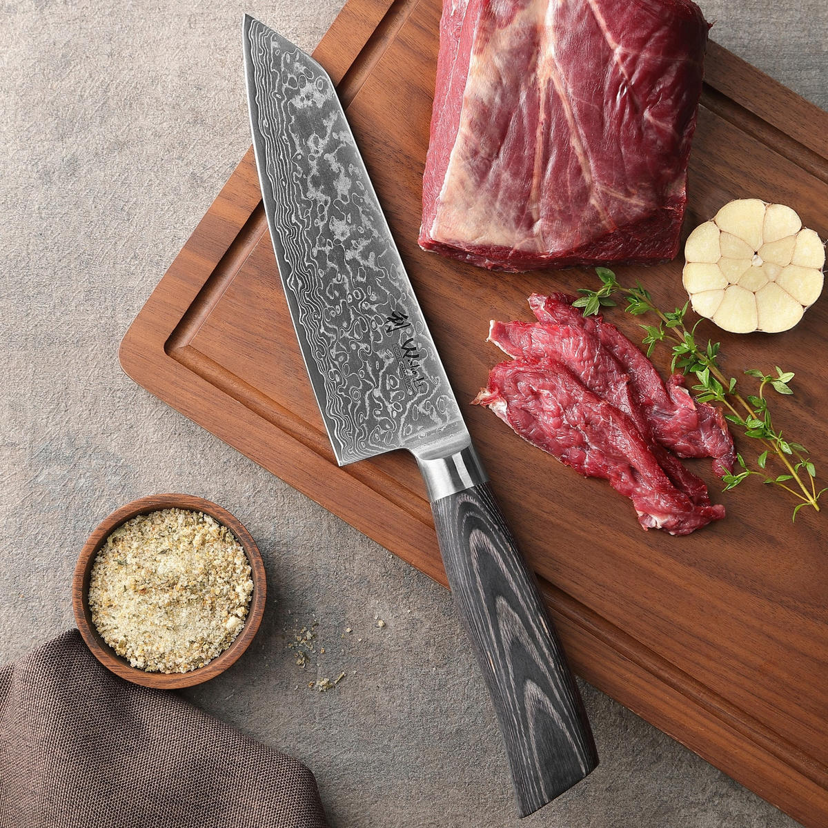 MESSERSET 3-TEILIG 9–17 cm - Dunkelgrau, Holz/Metall - Wakoli