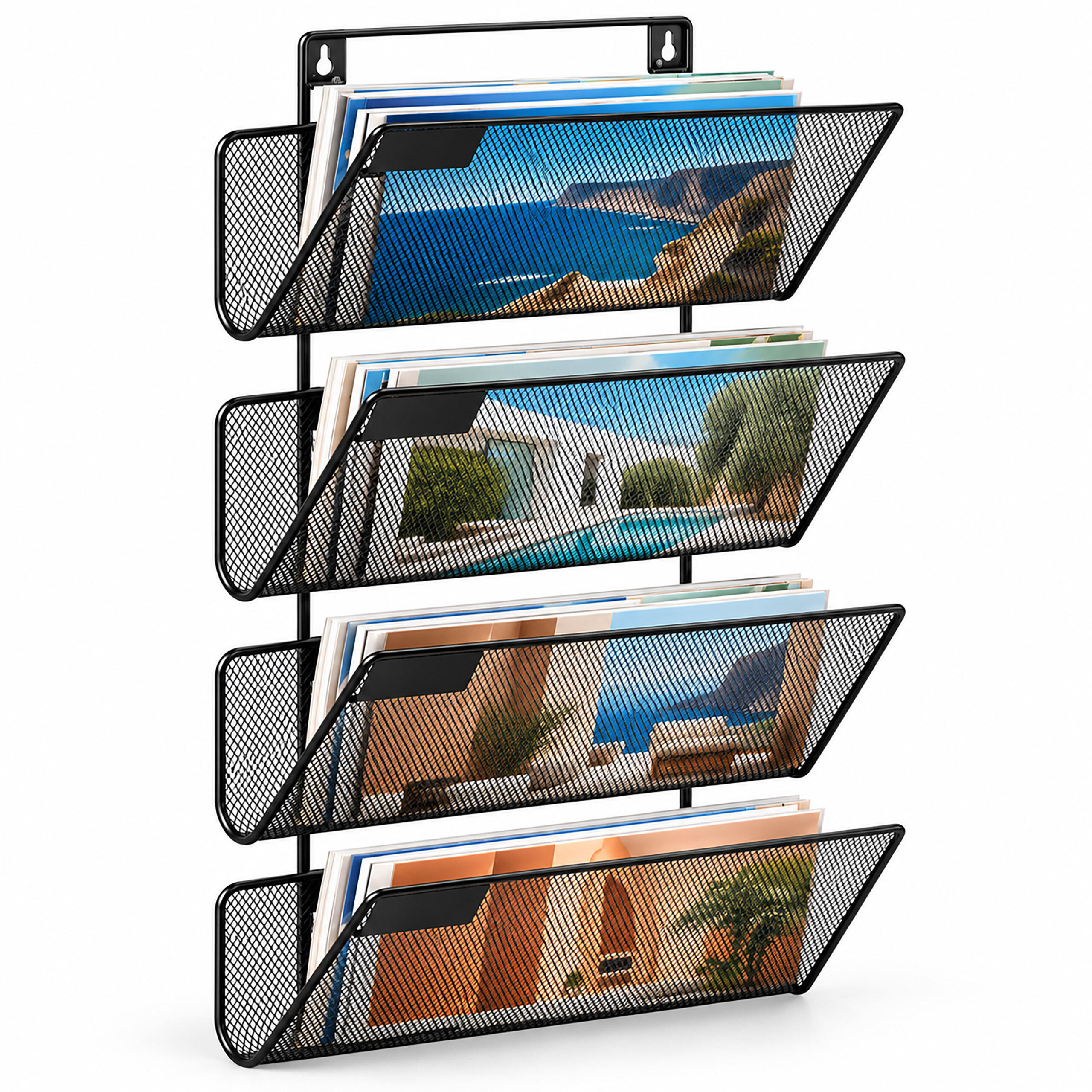 ZEITSCHRIFTENHALTER Schwarz Metall Wandmontage - Schwarz, Metall (32.5/43/12cm) - Relaxdays