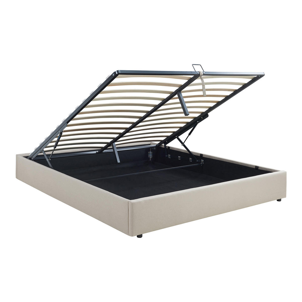ČALOUNĚNÁ POSTEL Nola - béžová, kompozitní dřevo/textil (180/200cm) - [en.casa]