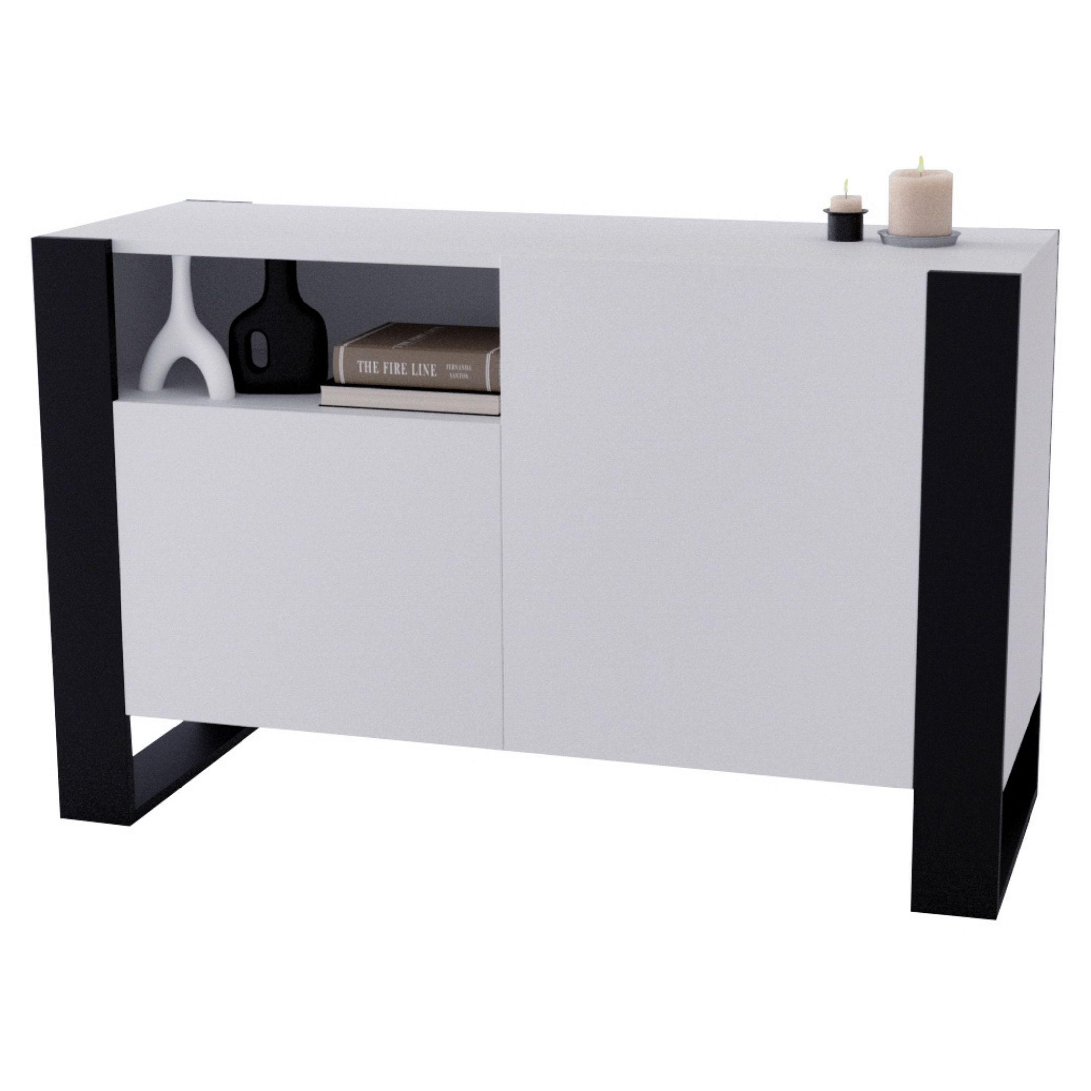 KOMMODE Karo 120/75/43.6 - Schwarz/Weiß, Holzwerkstoff (120/75/43.6cm) - RAUMHIRSCH FURNITURE