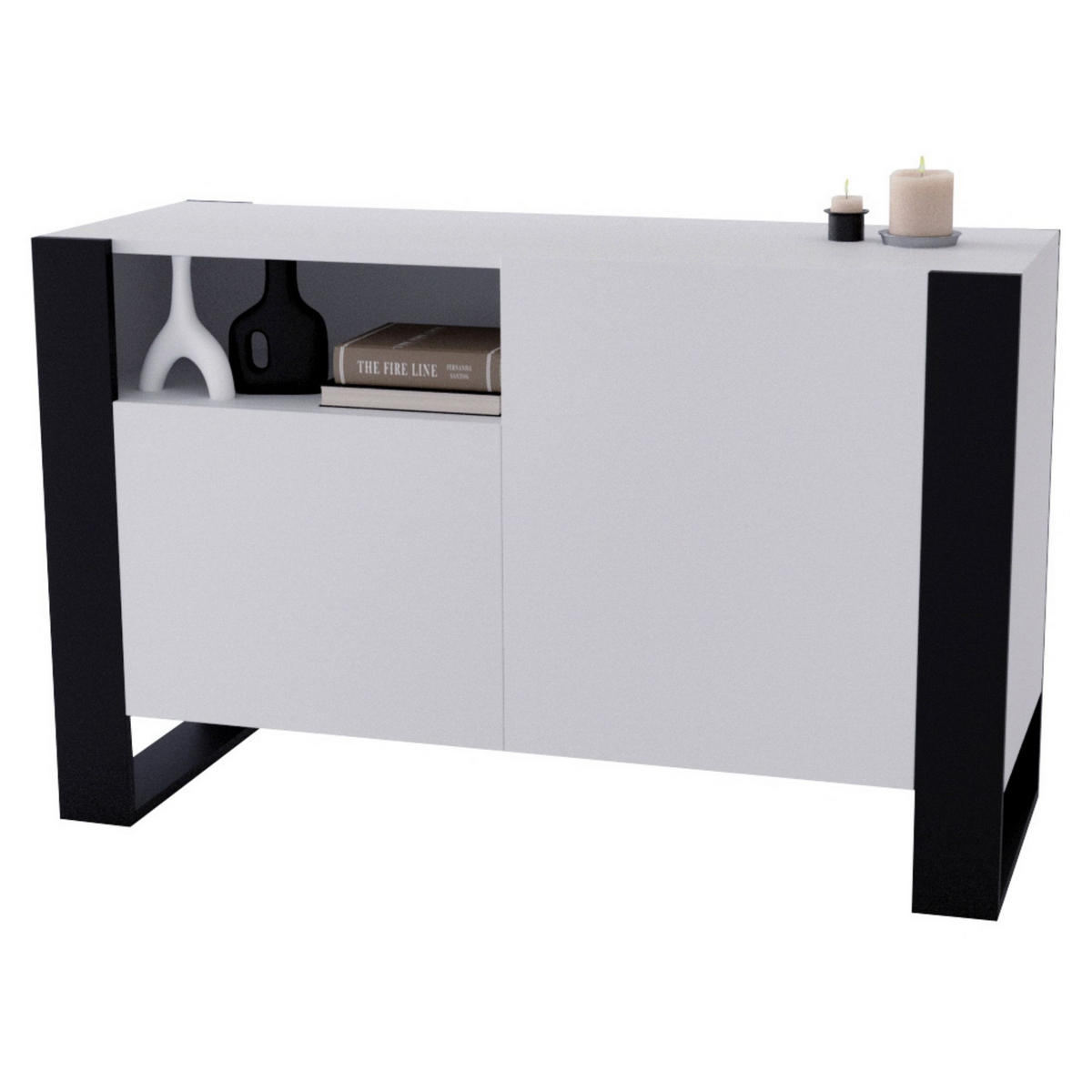 KOMMODE Karo 120/75/43.6 - Schwarz/Weiß, Holzwerkstoff (120/75/43.6cm) - RAUMHIRSCH FURNITURE