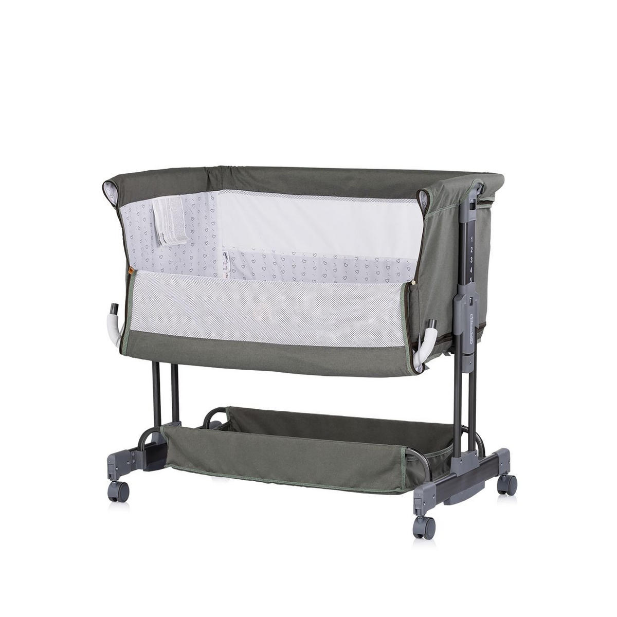 BEISTELLBETT Zen 2 in 1 grün Babybett Schaukelfunktion 7 Höhen Moskitonetz - Grün, Metall (46/81cm) - Chipolino