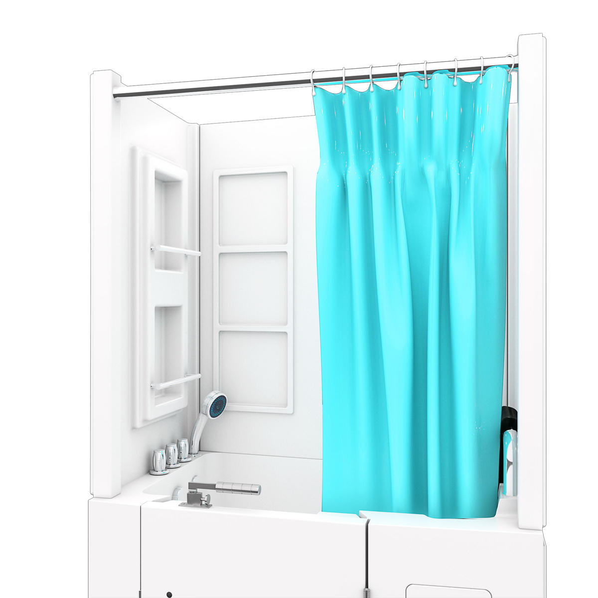 SENIOREN Dusche Sitzwanne Tür Seniorenwanne S08D-C-R - Weiß, Glas/Kunststoff (110/68/205cm) - AcquaVapore by Sandra Jentho