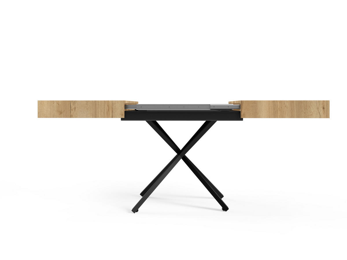 COUCHTISCH SANNA X - Hellbraun/Schwarz, Holzwerkstoff/Metall (80/120/27cm) - Meblini