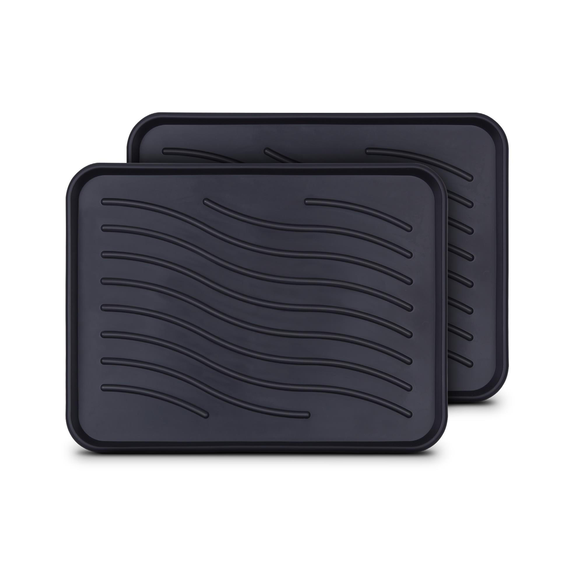 SCHUHABTROPFSCHALE ( 2er Pack ) Schuhwanne mit hohem Rand ( 50 x 38 x 2,5cm ) - Wasserdicht Abtropfunterlage und Schuhmatte Schuhe - Schwarz, Kunststoff (38/50cm) - Bestlivings
