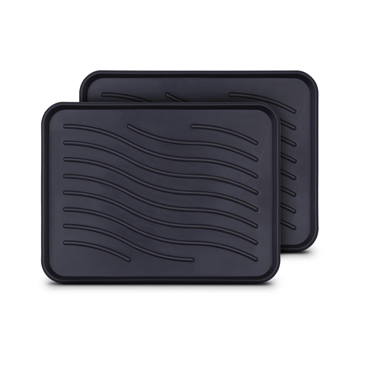 SCHUHABTROPFSCHALE ( 2er Pack ) Schuhwanne mit hohem Rand ( 50 x 38 x 2,5cm ) - Wasserdicht Abtropfunterlage und Schuhmatte Schuhe - Schwarz, Kunststoff (38/50cm) - Bestlivings