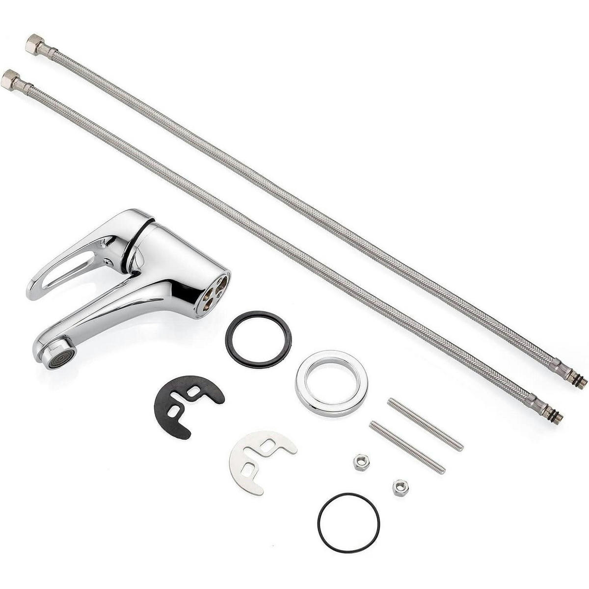 WASCHTISCHARMATUR Cobbe Chrom Wassersparend - Silberfarben, Metall (1/2/1cm)