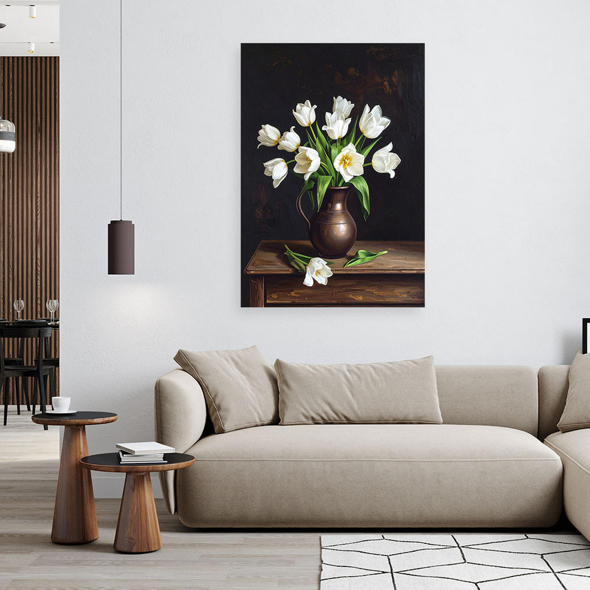 LEINWANDBILD Blumen 80x120cm - Weiß, Textil (80/120cm) - Feeby