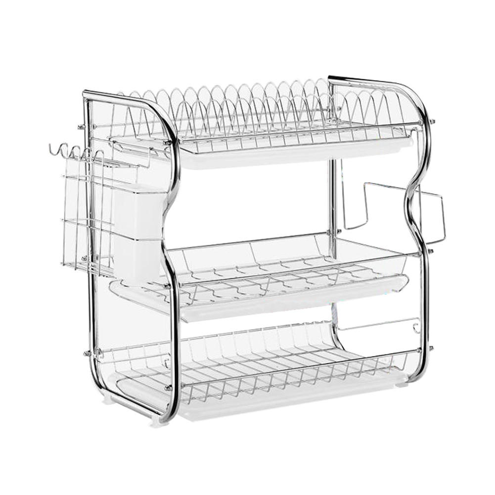 GESCHIRRABTROPFGESTELL Dreistufig aus Metall in Silber 40 x 25 x 43,5 cm - Silberfarben, Metall (40/43.5/25cm) - Livingandhome