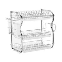 GESCHIRRABTROPFGESTELL Dreistufig aus Metall in Silber 40 x 25 x 43,5 cm - Silberfarben, Metall (40/43.5/25cm) - Livingandhome